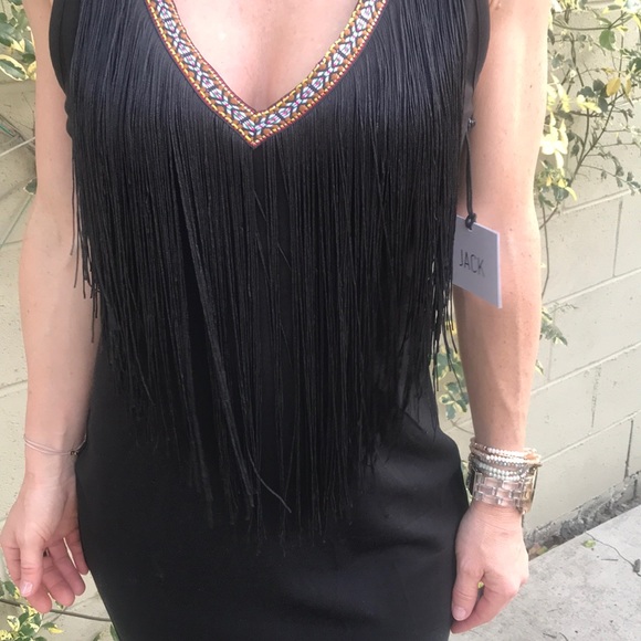 Anthropology Little Black Dress Black Fringe LBD - Picture 7 of 8
